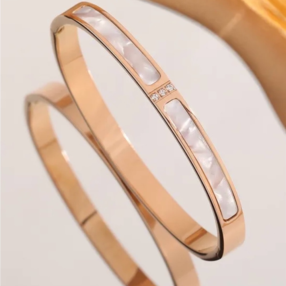 Rose Gold and White Bangle Bracelet